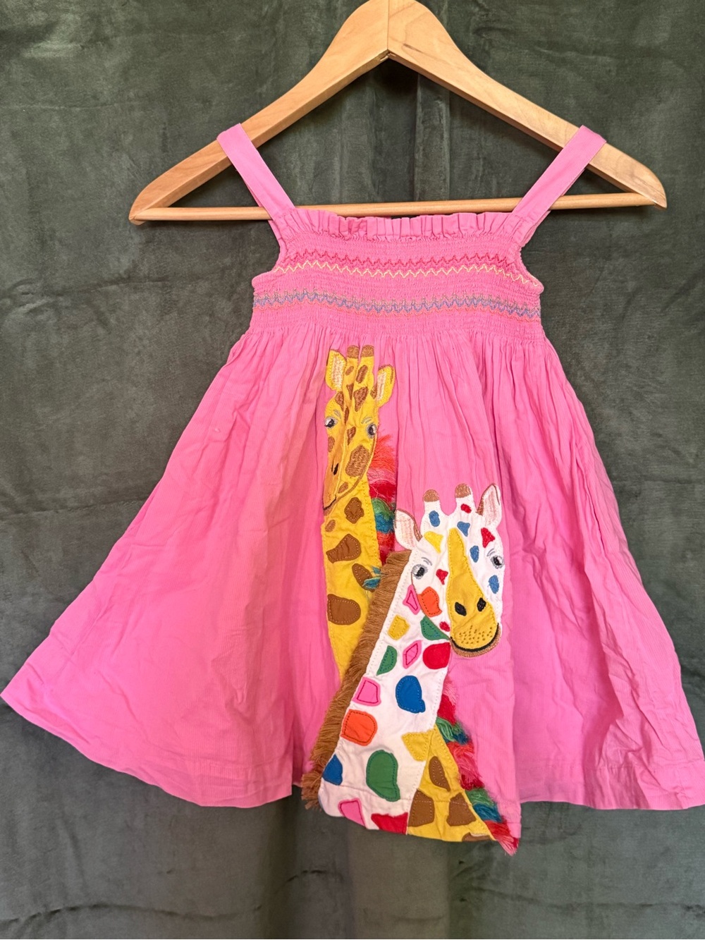 Girls Mini Boden Pink Giraffe Appliqué Sundress (4-5)
